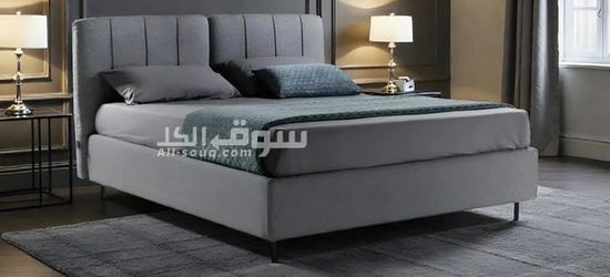 Luxe Channel Tufted Grey Upholstered Platform Bed